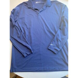 Nike Golf Polo Shirt Mens 2XLT 2XL Tall Blue Long Sleeve Dri-FIT Stretch Tech